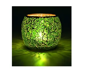 Bougeoir votif en verre pour photophore, mosaïque romantique, bougeoir fissuré, lampe de bougie, bol de paysage de bougie d'aromathérapie
