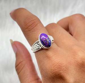 แหวนเงินสเตอร์ลิงทำด้วยมือทำจาก925ทำด้วยมือพร้อมทองแดงสีม่วงเทอร์ควอยซ์ของขวัญแต่งงาน - Product Image 3