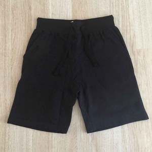 Short uni en coton mélangé noir pour hommes été décontracté couleur unie tissu doux longueur au genou bas - Product Image 1