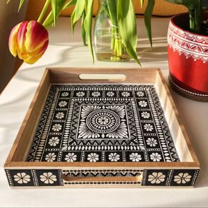 100% Premium Quality Eco-Friendly Handmade Rectangle Buffalo Horn Bone Inlay <b>Antique</b> Imitation Tray for Wedding & Home Decor - Product Image 1