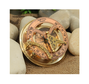 Cá nhân cổ đồng hồ mặt trời la bàn 3.5 inch cổ điển công cụ điều hướng với trường hợp da làm bằng tay, du khách bỏ túi - Product Image 1