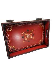 Bandeja de servicio de madera en relieve multicolor moderna Juego de 3 pintados a mano para bodas y Diwali Servir decorativo - Product Image 4