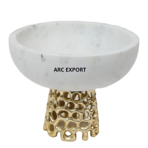 Bol en marbre avec Base en métal de créateur bol de luxe décoratif - Product Image 1