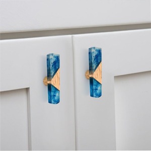 Bouton de porte en marbre naturel fabriqué à la main avec base en bois adapté aux armoires et coffres d'Inde - Product Image 5