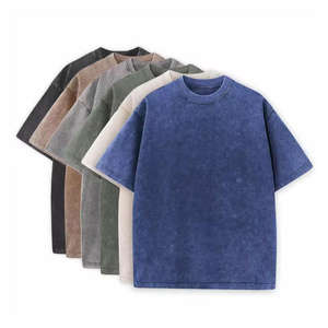 T-shirts oversize pour hommes en coton 100% à manches courtes, lavage à l'acide, imprimé en relief, logo personnalisé sur le devant, design vierge, respirant, grande taille - Product Image 1