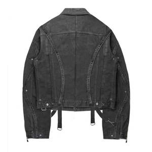 Customized High Quality Mens Zip Up Denim Jacket | Oversized Vintage Racing Motorcycle Streetwear <b>Jean</b> Jacket - Product Image 4