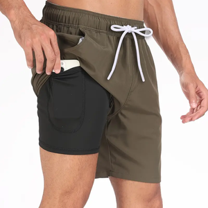 Pantalones cortos de poliéster de cintura alta para hombre, pantalones cortos de algodón de secado rápido para correr, playa, baloncesto, gimnasio, con servicio básico OEM lavado con piedra - Product Image 3