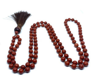 Hermoso cristal Natural jaspe rojo Mala piedra de cristal Natural 8 mm 108 cuentas Jap Mala para meditación Pooja canto - Product Image 5