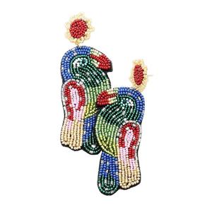 Boucles d'oreilles pendantes élégantes multi-formes en perles, qualité export, faites à la main, bijoux tendance pour femmes au meilleur prix - Product Image 1