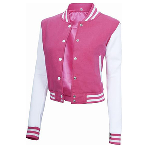 Veste universitaire recadrée de style différent pour femmes, blousons bombardier Letterman de style lycée pour femmes, vente en gros - Product Image 3