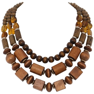 Collier en bois tendance de créateur moderne, perles, collier ras-de-cou à maillons coupés en cœur, bijoux colorés de fête brodés pour femmes - Product Image 4