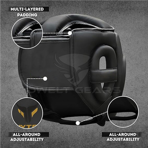 Hot Sale Custom Logo Quality Leather Full Face Boxing <b>Head</b> Guard Professional Breathable Eco-friendly Adjustable Portable - Product Image 6
