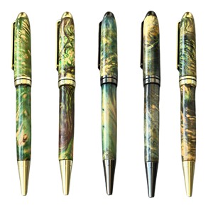 Business School Personalized Resin Promotional Stabilied <b>Wood</b> Ballpoint <b>Pen</b> 0.7 mm Custom Logo Printed Serpentine Style - Product Image 1