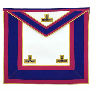 Past Master Blue Lodge Pennsylvania Regulación Delantal Azul y Oro Bordado a mano Satén Bordado a mano Lingote - Product Image 4