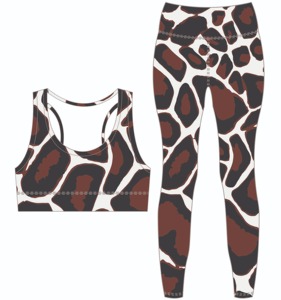 Ensemble de yoga et de fitness pour femmes en gros personnalisé, 2 pièces, imprimé par sublimation, soutien-gorge de sport et leggings, vêtements de sport décontractés pour la salle de sport - Product Image 1