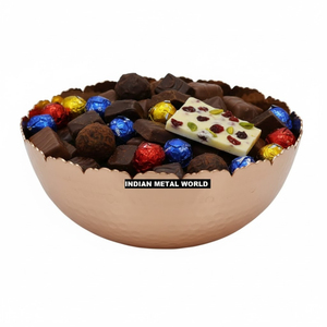 Tazón de Cobre Martillado Hecho a Mano, Tazón Decorativo de Metal para Frutas, Ensaladas, Aperitivos, Vajilla, Exhibición de Postres, Regalo de Boda Único - Product Image 2