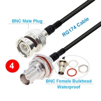 Câble RG174 BNC vers BNC, connecteur mâle-femelle à angle droit, rallonge coaxiale RF, pigtail