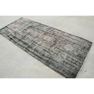 Vintage Turkish Accent <b>Rug</b> 3.5x6.8 ft, <b>Black</b> Wool <b>Rug</b> - Product Image 4