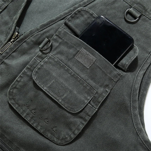 Gilet cargo extérieur respirant avec logo personnalisé imprimé avec multi-poches gilets multi-poches en coton respirant pour hommes sur mesure - Product Image 5