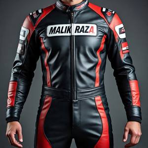 Traje de moto de cuero de carreras | Malik Raza | Logos de Club de tamaños de colores personalizados | Pedidos a granel de presupuesto - Product Image 2