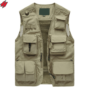 Chaleco de trabajo de hombre de secado rápido con múltiples bolsillos Chaleco de hombre de pesca al aire libre a prueba de viento de malla de fotógrafo de gran tamaño - Product Image 1