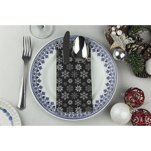 Tovaglioli Tascabili Kanguro Neri 40x40cm con Stampa Bianca Estrellas, Morbidi e Asciutti, 240 Pezzi, B2B - Product Image 1