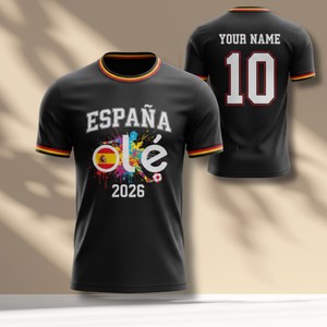 T-shirt graphique unisexe rouge et jaune pour supporter de football Coupe du Monde Espagne 2026 – Accessoire et cadeau pour le jour du match - Product Image 1