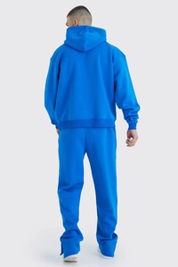 Sergé vente en gros hommes bleu Royal survêtement doux coton polaire personnalisé imprimé respirant 2 1 conception hiver OEM Service côté - Product Image 4