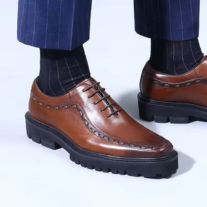 Chaussures habillées Oxford classiques pour hommes en cuir de vachette imperméable à lacets, chaussures de bureau formelles, mariage, travail, antidérapantes, respirantes, légères - Product Image 3