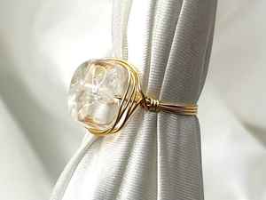 Bague Quartz clair 925 argent Sterling 14K plaqué or fil enroulé cristal déclaration bijoux pour femmes - Product Image 3