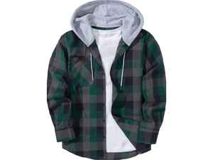 T-shirt à capuche en flanelle surdimensionné élégant Chemise à capuche décontractée à manches longues à carreaux pour streetwear unisexe avec logo personnalisé vente en gros - Product Image 2