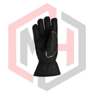 <b>Black</b> Gray Goatskin Leather 11 oz Thick Tear-Resistant/Durable Heat Resistant Work Gloves Knit Wrist Cuff for <b>Fireplace</b> Fire - Product Image 2