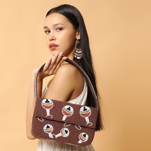 Borsa con pochette con perline fatta a mano malocchio ecologica artigianale con stile classico alla moda ricami a mano - Product Image 3