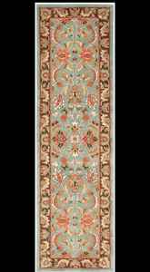 Alfombra de lana con mechones a mano tradicional personalizable de corredor largo en azul marrón Disponible en varios tamaños Colores-Alfombras y conjuntos - Product Image 2