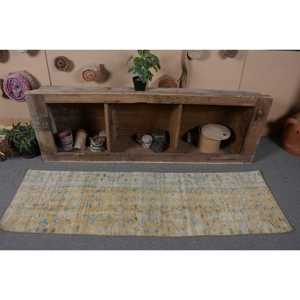 Turkish Vintage Rug 2x6.4 ft, <b>Yellow</b> Ombr Rug - Product Image 4