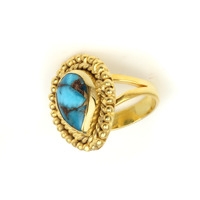 Fabrication de bijoux en laiton sur mesure Cuivre Turquoise Designer Fabuleux Attrayant Design Simple Mariage Cadeau d'anniversaire Bague dame