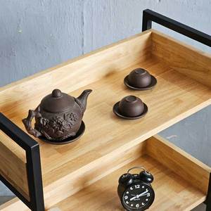 Handcrafted Rubberwood 3-Tier <b>Bookshelf</b> for Living Room KS68075 Easy Assembly - Product Image 4