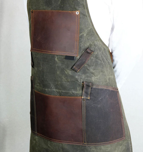 Tabliers multifonctionnels pour hommes Tabliers unisexes en cuir résistant aux taches/imperméables avec logo personnalisé - Product Image 4