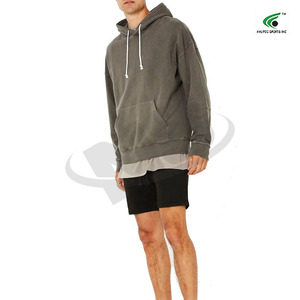 Venta al por mayor de fábrica de lavado ácido sudaderas con capucha para los hombres básicos ropa informal de algodón mezclado urbano Streetwear Sudadera con capucha de gran tamaño - Product Image 6