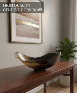 Bol en corne pour thèmes de cuisine bio, bol artisanal en corne aux bords naturels, bol en corne pour une table rustique à prix avantageux - Product Image 2