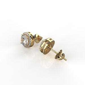 Avarta Jewellery 18K Hallmarked Gold 1 Quilate Cada Moissanite Halo Stud Pendientes - Product Image 2