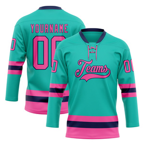 Conjunto personalizado de Jersey de hockey sobre hielo para adultos diseño reversible estampado de nombre de equipo tejido de poliéster duradero transpirable de secado rápido - Product Image 6
