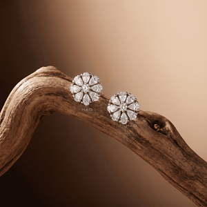 Pendientes de Diamantes Cultivados en Laboratorio con Diseño Floral en Forma de Pera, Oro Blanco, Joyería Fina de Lujo, Regalo para Mujer - Product Image 4