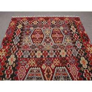 พรมขนาด 5.4x10.5 ฟุต, พรมตุรกีโบราณ, พรมลายดอกไม้สีแดงคิลิม - Product Image 4