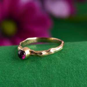 Exclusive DesignerBrass <b>Ring</b> Amethyst Boho Metal <b>Rings</b> Women 18k Gold Plated <b>Dainty</b> Minimalist Bamboo Band Wholesale/OEM/ODM - Product Image 2