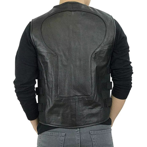 Chaleco de Motociclista de Cuero Genuino Premium en Oferta, Chaleco de Motociclista con Hebilla Lateral Ajustable, Fabricante en Pakistán - Product Image 3