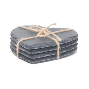 Set of 4 Heart-Shaped Slate Coasters for Drinks Home Decor Accessory - Product Image 1