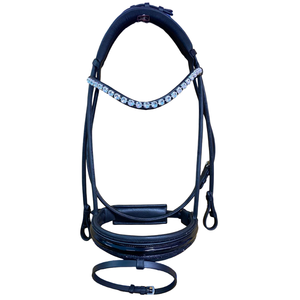 Bride équine en cuir roulé pour chevaux Bandeaux équestres confortables avec cristaux et muserolle Équipement de cheval de course d'équitation - Product Image 2