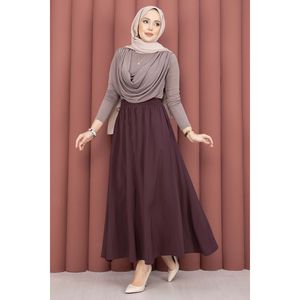 Jupe en Tencel bordeaux à taille élastique avec poches, en mousseline de soie respirante et douce, imprimé numérique, taille XS, style uni, avec ceinture - Product Image 4