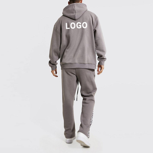 Chándal de chándal apilado acampanado bordado desgastado personalizado, conjunto de pantalones de chándal con capucha lavados con ácido con pantalones acampanados con capucha - Product Image 2